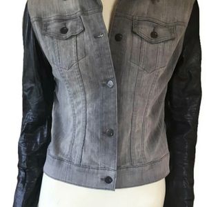 J brand ‘ashen’ denim and genuine leather grey and black jacket size small